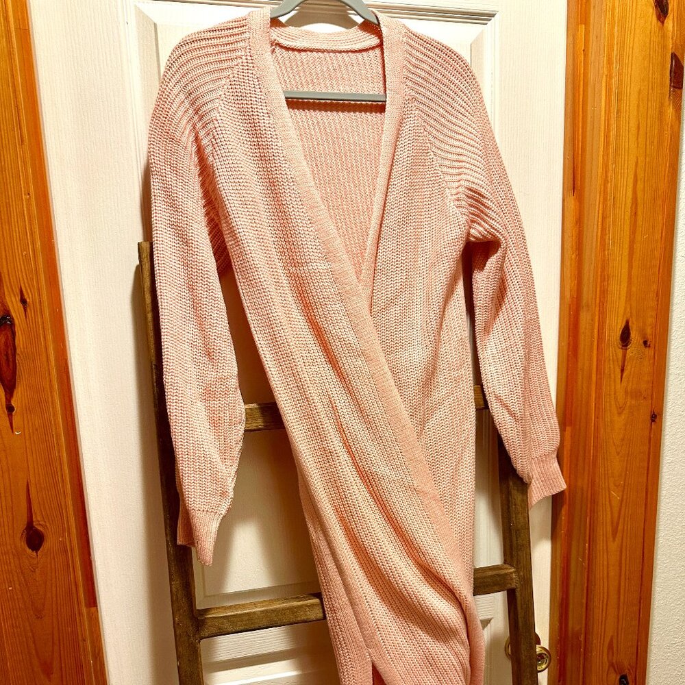 Light Pink Duster Cardigan Oversized Baggy Sweater